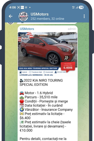 Oferte auto pe Telegram